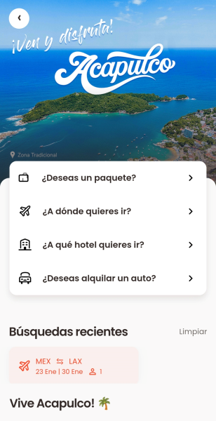 Acapulco en Rappi, Turismo in app