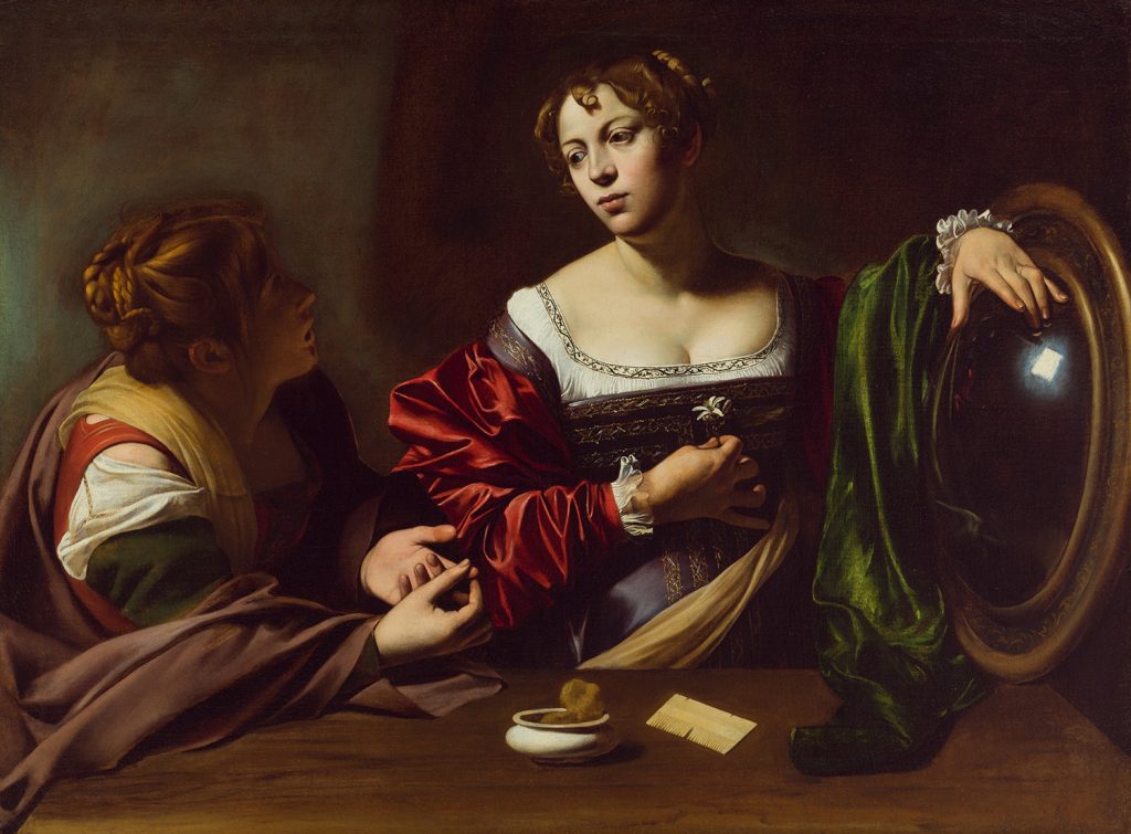 Miguel Ángel Merisi da Caravaggio. Marta y María Magdalena , alrededor de 1598. Instituto de Artes de Detroit, donación de la Fundación Kresge y la señora Edsel B. Ford.