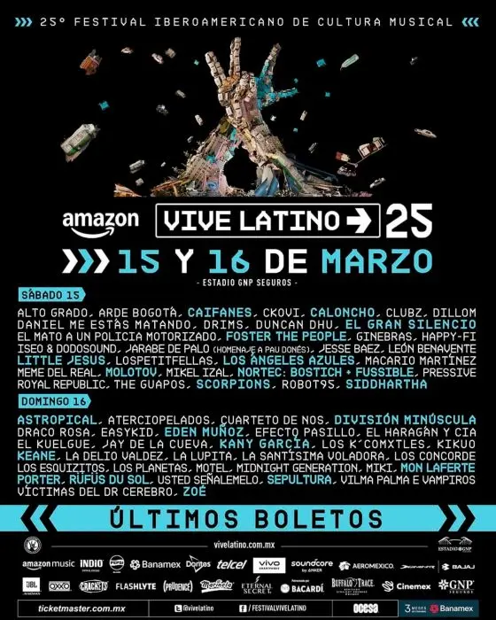 No te pierdas el 25 aniversario del Vive Latino 2025.
